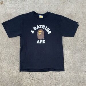 BAPE College Shirt XL Black Made in Japan A Bathing Ape